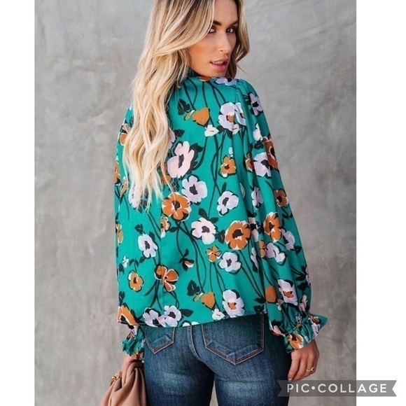 🍁Beautiful Fall Colors.. Teal, Copper & Lilac Top - Picture 3 of 6